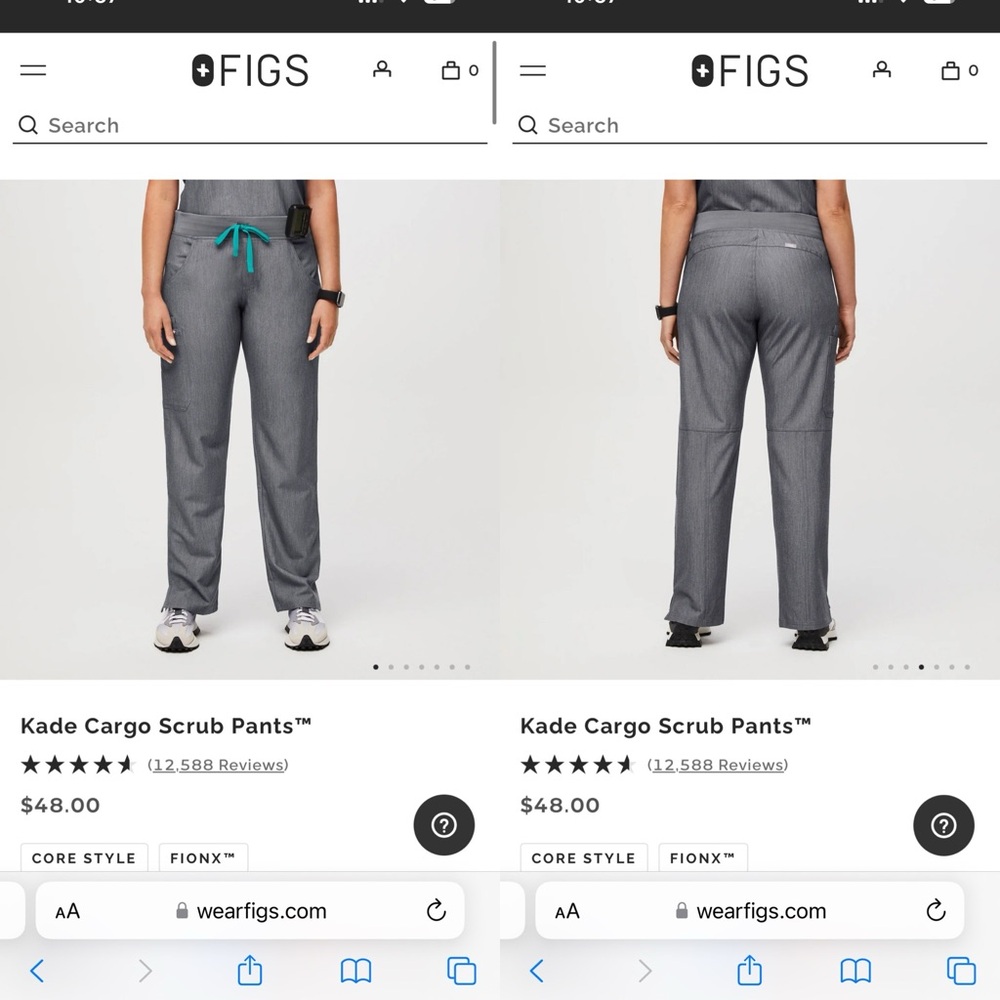 Figs Kade Cargo Scrub Pants graphite Large L grey, straight leg, classic fit